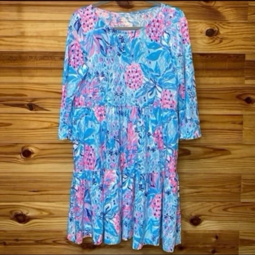Lilly pulitzer geanna Zanzibar blue party princess tiered twirl dress medium